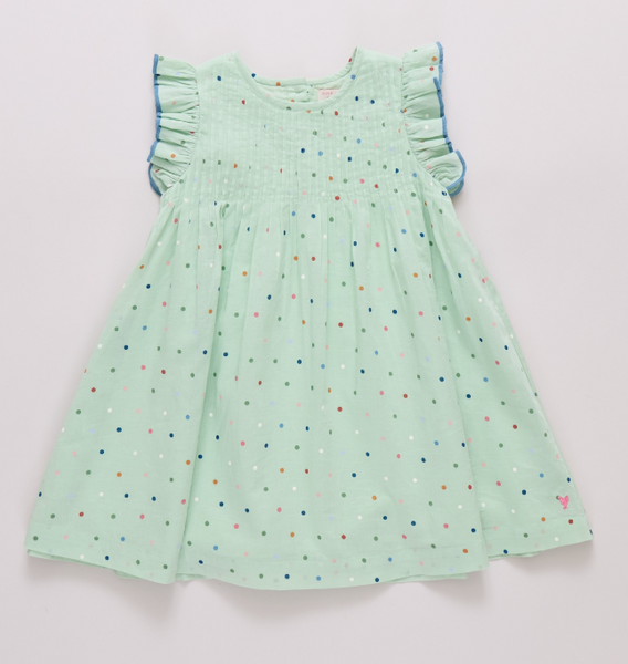 Jaipur Dress Pastel Green Polka Dot