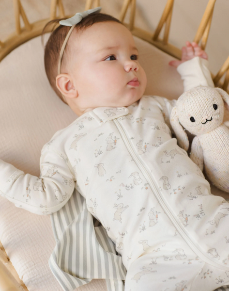 L/S Zip Footie-Bunnies