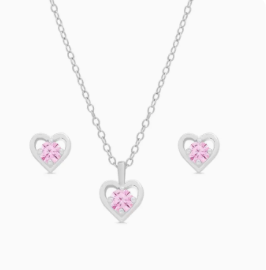 Heart Cz Necklace and Earring Set