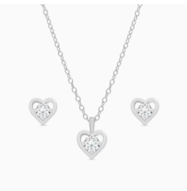 Heart Cz Necklace and Earring Set