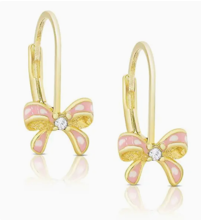 Lily Nily Bow Drop Earrings-Pink