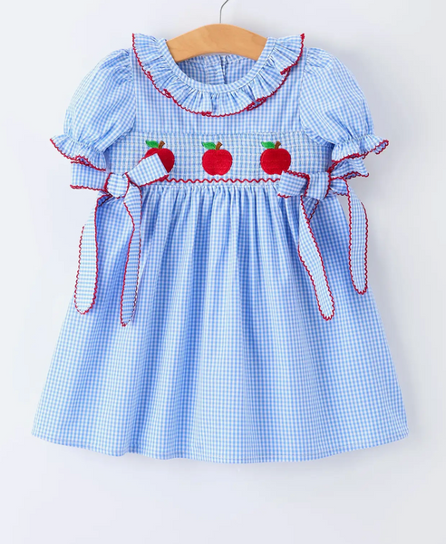 Back to School Blue Check Apple