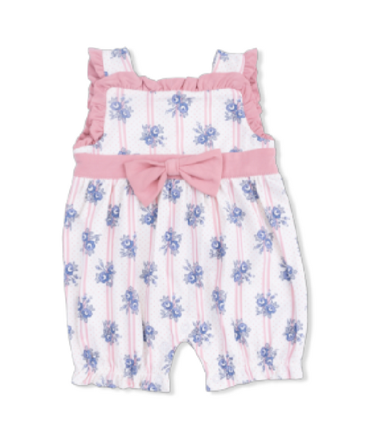 Stripe Dot Roses Romper