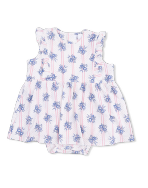 Stripe Dot Roses Bodysuit Dress