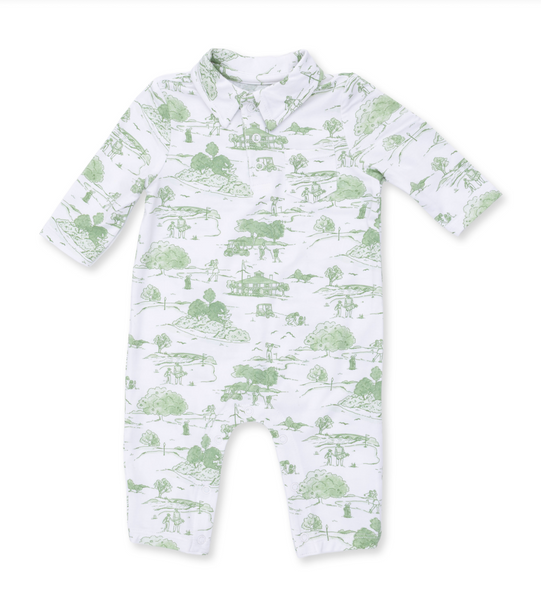 Green Golf Toile Polo Romper