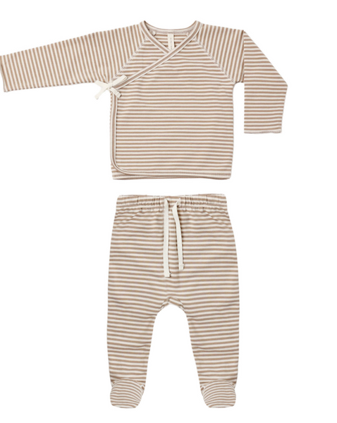 Wrap Footie- Almond Stripe