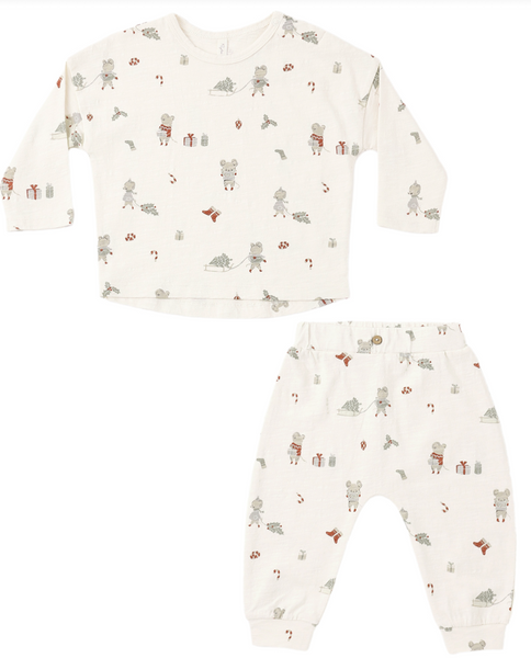 L/S Tee/Pant Set Holiday Mouse