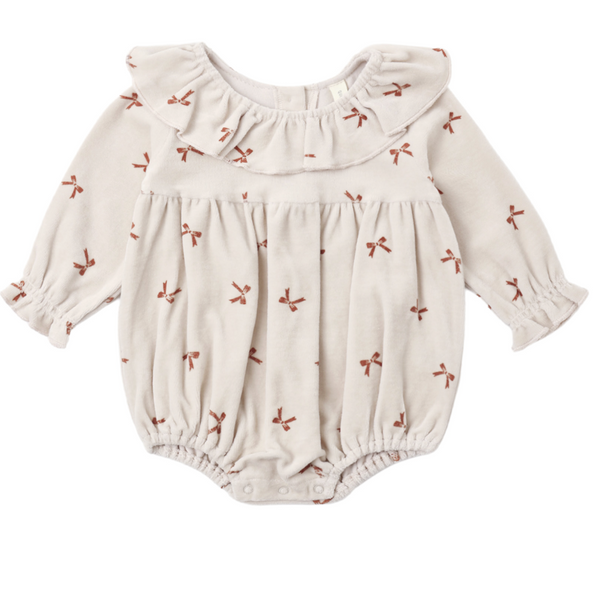 Wendy Romper-Red Bows velour