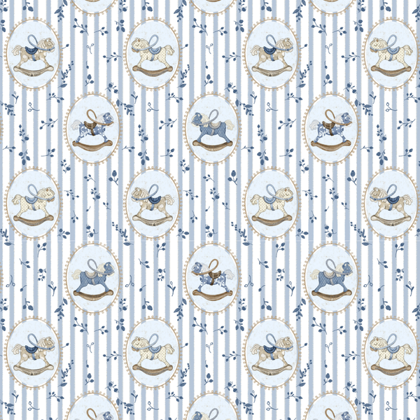 Blue Rocking Horse Muslin Blanket