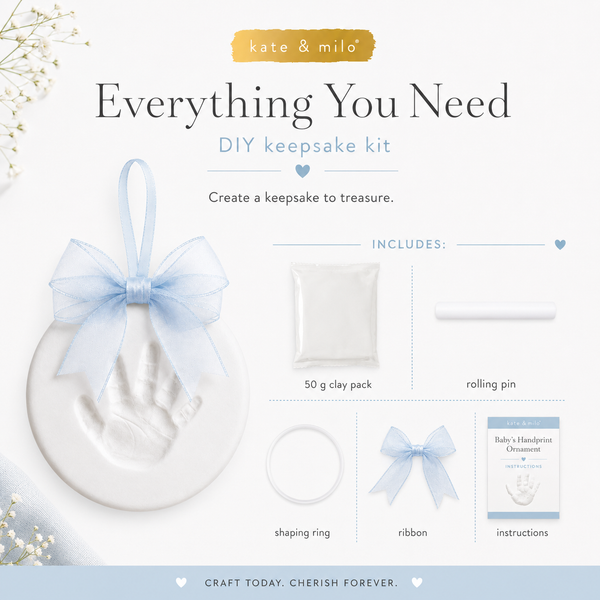 DIY Baby Print Ornament Kit with Hatbox, Blue