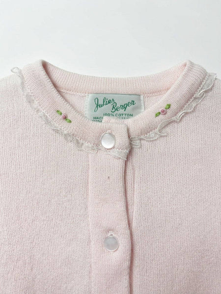 Cotton Cardigan Pink with Rosebuds