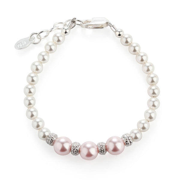 Kids Sterling Silver Pink/White Pearl Bracelet