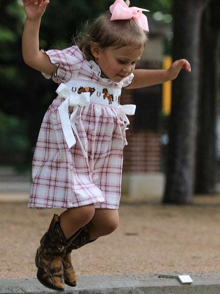 Western Horse Smocked Dress