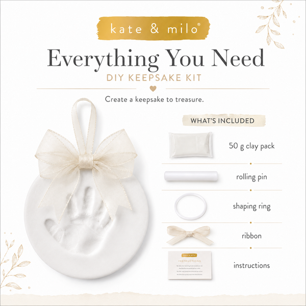 DIY Baby Print Ornament Kit with Hatbox, Ivory