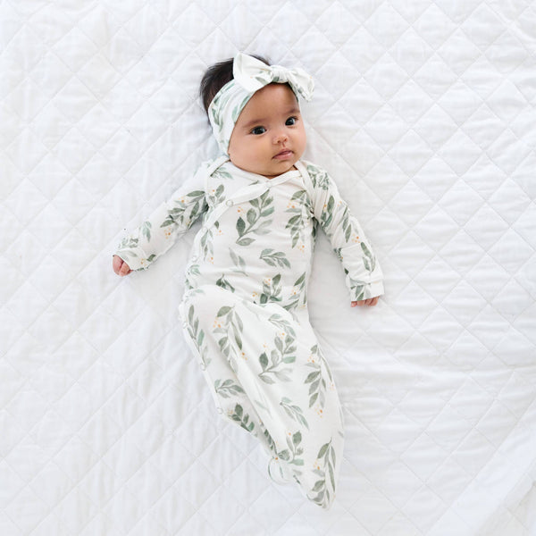 Newborn Knotted Gown - Fern