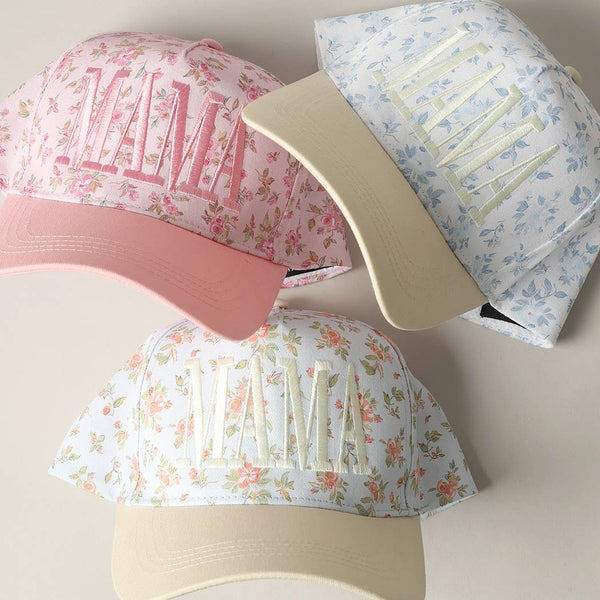 MAMA Embroidered Flower Hat