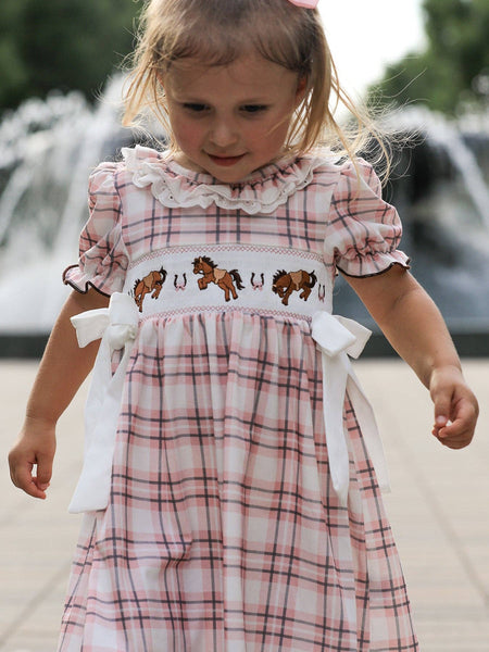 Western Horse Smocked Dress