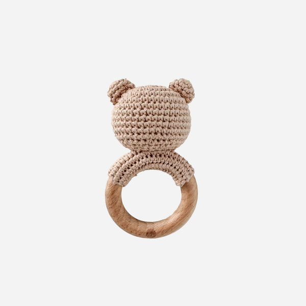 Teether Bear Brown Rattle
