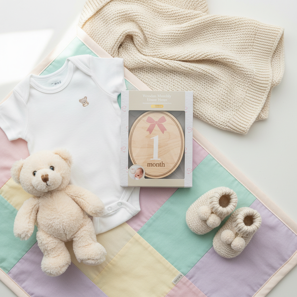 Bow Wooden Monthly Milestone Photo Props Discs