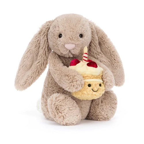 Jellycat Bashful Bunny Birthday Plush Beige