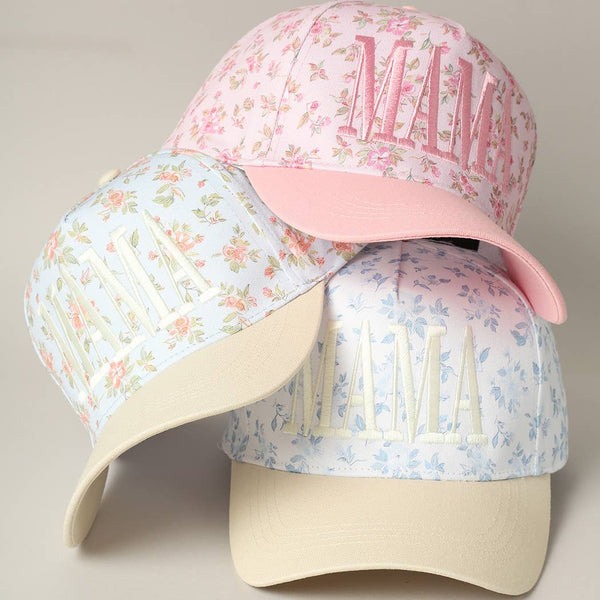 MAMA Embroidered Flower Hat