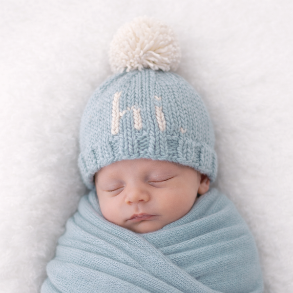 Hi. Surf Blue Knit Beanie Hat