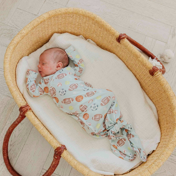 Newborn Knotted Gown - Sports Medley
