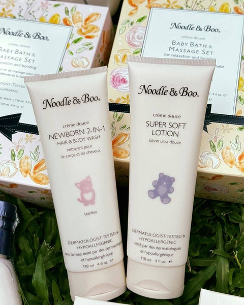 Baby Bath & Massage Set, Creme Douce, Pink Flowers