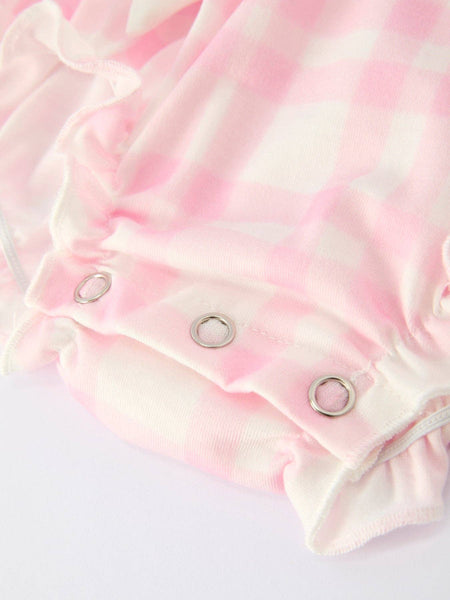 Pink Plaid Ruffle Ballet L/S Romper