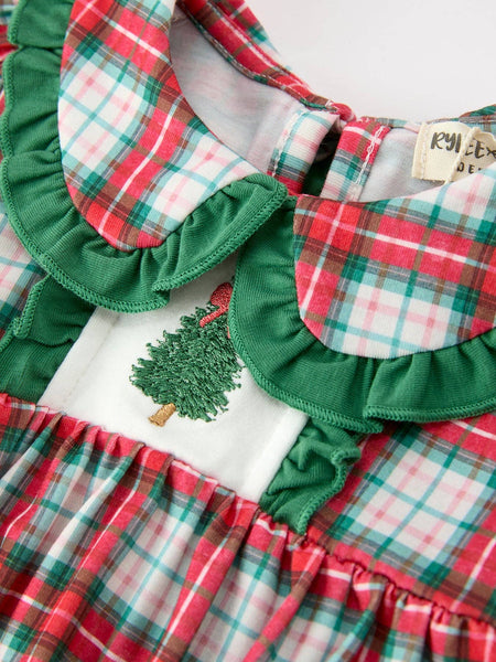 Christmas Tree Plaid Girls Romper