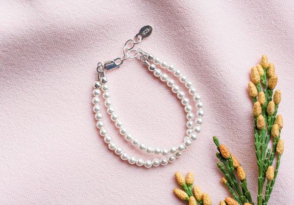 Girls Sterling  Double-Strand Kids Pearl Bracelet
