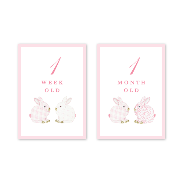 Bunnies Pink Milestone Cards