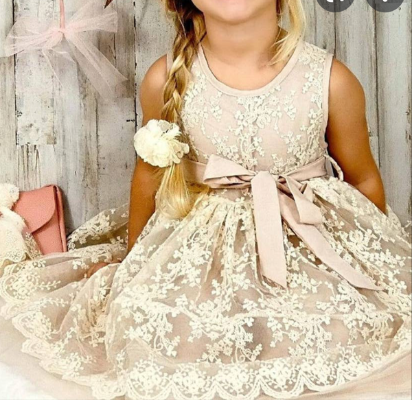 ML Kids Vintage Blush Lace Dress