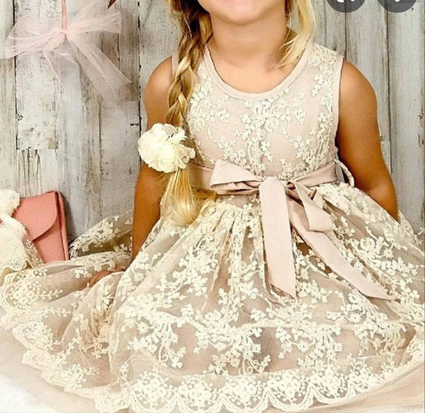 ML Kids Vintage Blush Lace Dress The Little Cottage