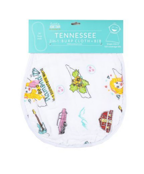 Tennessee 2 in 1 Burp Cloth/Bib- pink