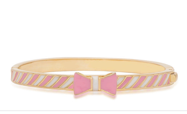 Diagonal  Pink/White Bow Bangle