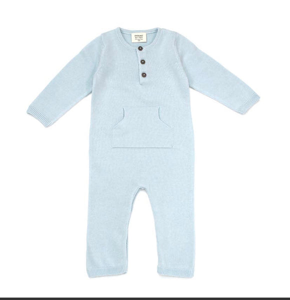 Sweater Knit Kangaroo Coverall Blue