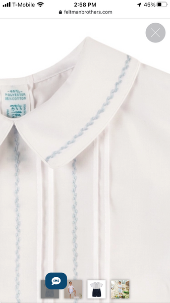 White/ Blue Feather stitch Jon Jon