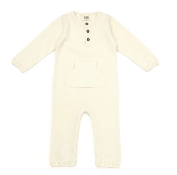 Sweater Knit Kangaroo Coverall Ivory