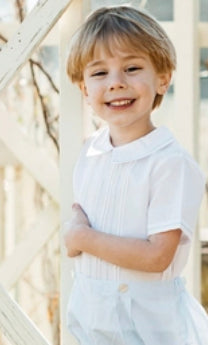 White/ Blue Feather stitch Jon Jon