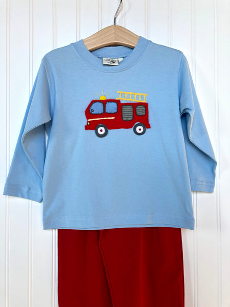 Firetruck on Powder Blue T Shirt