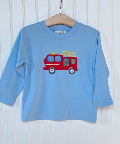 Firetruck on Powder Blue T Shirt