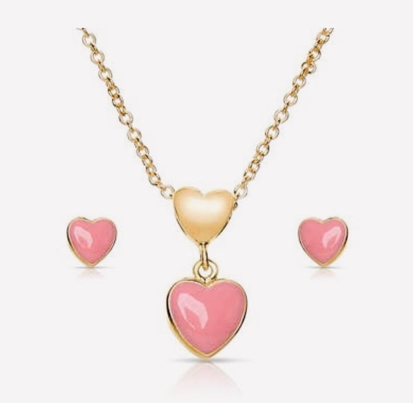 Lily Nily Pink Heart Necklace/Earring Set