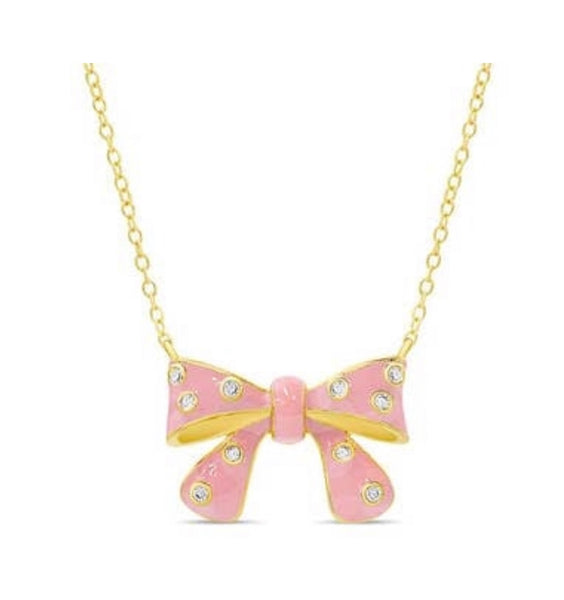 Lily Nily Bow Necklace CZ