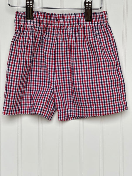 Red & Navy Check Shorts